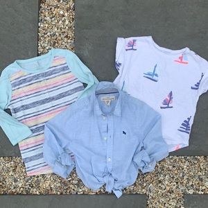 Girls 7 Soft Raglan & Linen Summer Beach Shirts